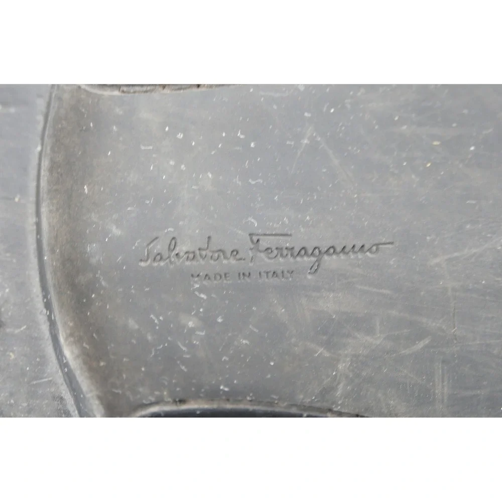 Salvatore Ferragamo Loafers 13 Brown Gancini Pebble Grain Leather Good